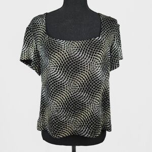 VTG Retro RONNI NICOLE BY OUIDI ShortSleeve Square neck Glitter Blouse